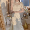 白玉月光新中式旗袍连衣裙，短袖收腰显瘦性感，网纱长裙2024夏季裙子
