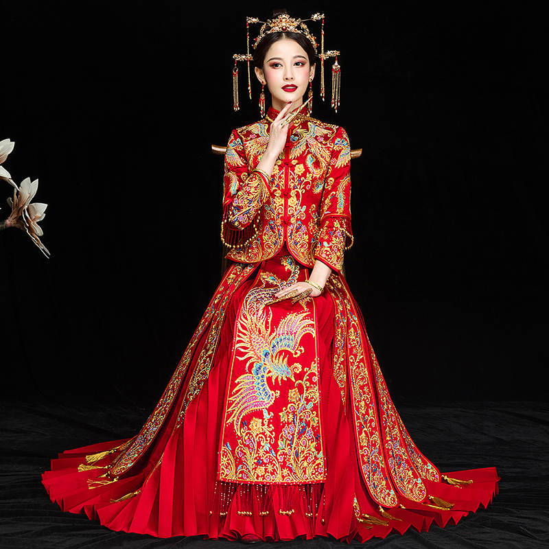 秀禾服新娘2019新款敬酒服结婚出阁服中式婚纱礼服古代嫁衣马在类目 女装/女士精品, 婚纱/旗袍/礼服, 旗袍中 - 来自Buy2taobao.com提供专业的淘宝代购服务