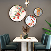 新中式家和富贵餐厅装饰画客厅沙发背景墙画卧室走廊圆形晶瓷挂画