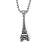 不锈钢铸造复古巴黎埃菲尔铁塔吊坠钛钢男女，街头时尚长款项链