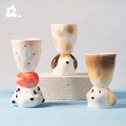 congstudio限定手作系列可爱小狗，手捏纯手工，陶瓷杯创意少女礼物杯