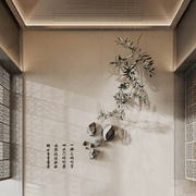 新中式金属壁饰吊饰铁艺竹子售楼处样板房餐厅装饰品玄关墙饰雕塑