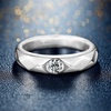 菱形戒指简约女轻奢男士情侣一对戒子结婚戒指环刻字925银镀白金