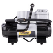 得力(deli)车载充气泵预设胎压，金属双缸便携式12v单杠打气泵带