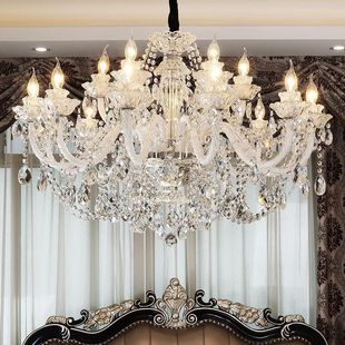 欧式透明水晶吊灯简约北欧白色美式灯饰餐厅卧室，客厅别墅现代灯具