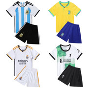 阿根廷巴西儿童足球服套装男女，小学生长袖足球训练服梅西球衣定制