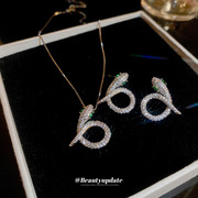 镶钻锆石蛇形项链耳环套装欧美设计感锁骨链小众时尚高级感饰品女