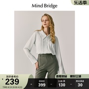 MindBridge春季长袖衬衫设计感压褶衬衣女2024翻领慵懒上衣
