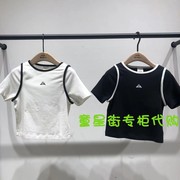 little moco24年春女童假两件圆领短袖T恤1TEE004