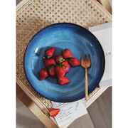 圆形陶瓷深盘大号欧式创意餐厅沙拉盘点心盘家用餐盘釉下彩水果盘
