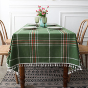 棉麻格子桌布北欧简约餐桌布茶几布长方形家用台布ins风盖布巾