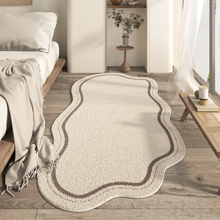 可机洗地毯异形床边毯卧室客厅，极简轻奢高级感长条不规则地垫