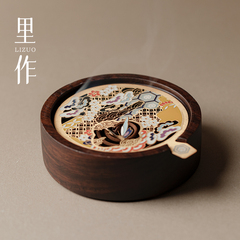 盘香炉黑檀木珐琅彩香熏炉