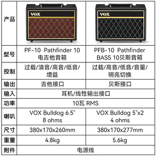 VOX Pathfinder 10 Bass 10W电吉他音箱贝斯专用音响便携失真过载