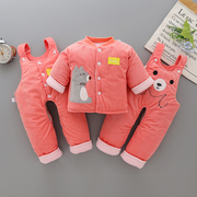 宝宝棉衣冬季加厚套装男1-2岁婴儿衣服冬装三件套保暖棉袄外出服8