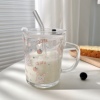 可爱牛奶杯女透明带把手盖勺刻度吸管玻璃杯家用早餐，燕麦喝水杯子