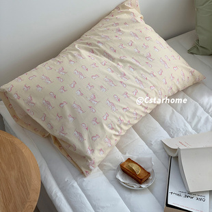 桔色猫咪~韩国同步印花枕套ins同款自制单人枕套纯棉枕芯套枕头皮