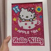 手工diy凯蒂猫钻石画，hellokitty钻石画满钻粉色，kt猫卡通钻石贴画