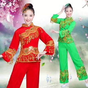 2023成人长袖东北秧歌服女装胶州舞蹈演出腰鼓服装广场舞服装