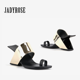 JadyRose夏套指夹脚拖鞋女外穿坡跟罗马凉鞋个性高跟潮流凉拖