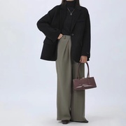  韩国羊毛短款大衣956西服领一粒扣 时尚通勤女装大衣