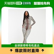 香港直邮潮奢 AFRM 女士 天鹅绒高领豹纹连衣裤