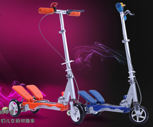 。儿童双踏板车滑板车，折叠自助动力蛙式车，踏踏车三轮脚踏叭叭