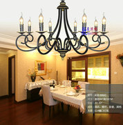 欧式客厅吊灯铁艺地中海田园6头蜡烛，书房餐厅卧室灯具简约美式灯