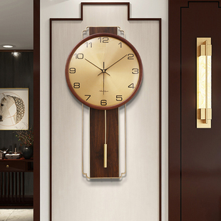 新中式挂钟2023餐厅轻奢钟表客厅高档创意时钟石英钟装饰挂墙