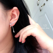 韩国东大门蕾丝花边流苏，镶钻耳钉s925纯银耳环，精致闪亮高品质