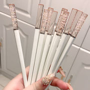 创意琥珀樱花筷子高档合金筷套装个性防滑日式家用防霉耐高温快子