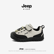 jeep男童鞋子休闲板鞋，春秋款2023软底跑步童鞋女童儿童运动鞋