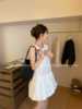 韩系chic蓬蓬设计感中长裙，女2024夏季圆领纯色褶皱背心连衣裙