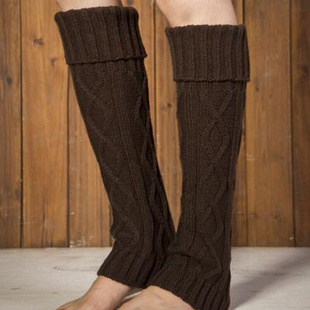 春秋季保暖护小腿中长款靴套翻边宽松护腿毛线护踝护脚腕长筒袜套