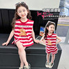 女童夏装背心套装2024韩版洋气儿童夏季条纹短袖两件套