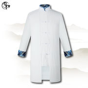 唐装中式礼服男士夏季亚麻白色上衣，假两件日常透气薄款中国风汉服