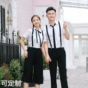 韩国夏校服(夏校服)套装jk制服，阔腿裙裤学院风英伦初高中大学生表合唱班服