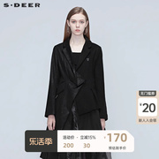 sdeer圣迪奥女装春秋款，上衣个性不规则，拼接黑色短外套s20382201
