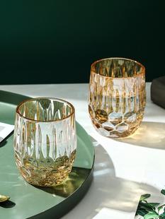 轻奢风耐高温透明玻璃杯喝水杯家用水杯套装家用客厅茶杯托盘套装