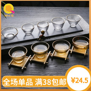 日式耐热描金玻璃品茗杯功夫茶具小号茶杯锤纹个人杯加厚单杯水杯