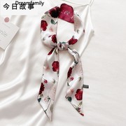 浪漫玫瑰原创法式发带细窄长条，小丝巾女百搭领巾编发丝带绑包腰带