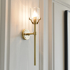 全铜现代轻奢水晶壁灯客厅背景墙，灯卧室床头灯，简约美式过道装饰灯