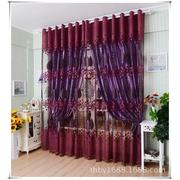 奢华烂花印花纱紫色窗帘卧室客厅外贸ebay窗纱