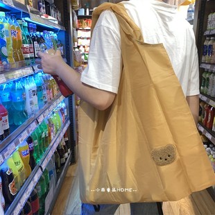超大容量！INS小熊便携大容量购物袋可折叠收纳袋加厚单肩环保袋