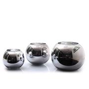 欧式电镀银色玻璃花瓶，创意镜面圆球形水培插花器简约现代软装摆件