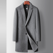 男式大衣秋冬100%羊毛风衣中长款鹅绒脱卸内胆青年商务双面呢外套