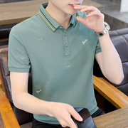 夏季韩版潮流有带领短袖男t恤潮牌半袖衬衫领体恤翻领男装POLO衫