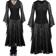 vintageblacklacelongsleevedress复古黑色蕾丝长袖连衣裙