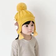 宝宝帽子秋冬季毛线针织可爱护耳，男女童冬天保暖儿童卡通婴儿帽子