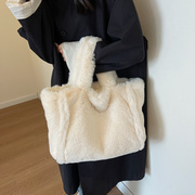 2023秋冬季包包女韩版毛毛包大容量，托特包简约(包简约)毛绒单肩大包包